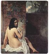 Francesco Hayez Ruckenansicht einer Badenden oil painting on canvas